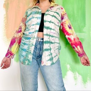vintage Ilio 100% cotton tie dye button down